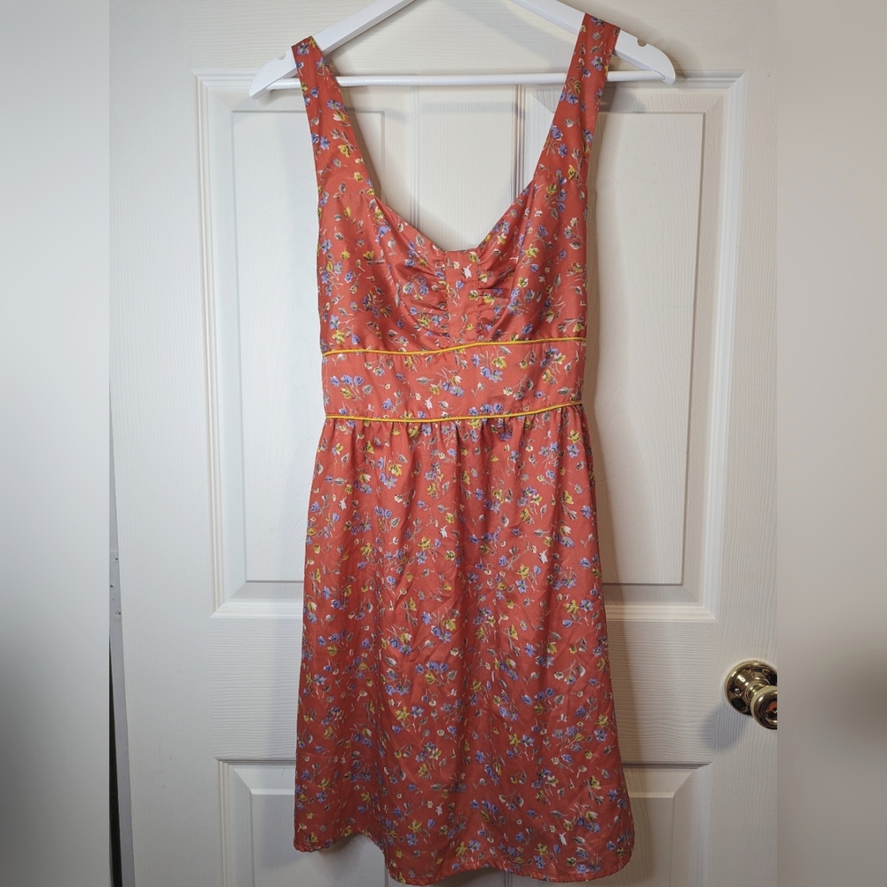bar lll coral and blue floral sundress size large